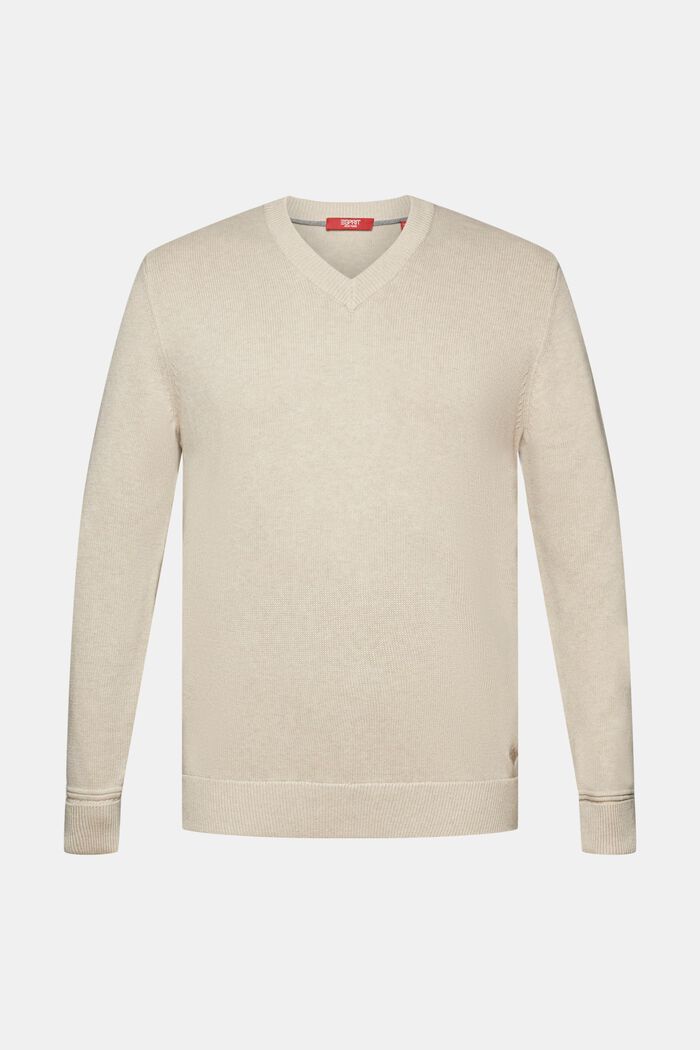 Bawełniany sweter z dekoltem w serek, SAND, detail image number 5