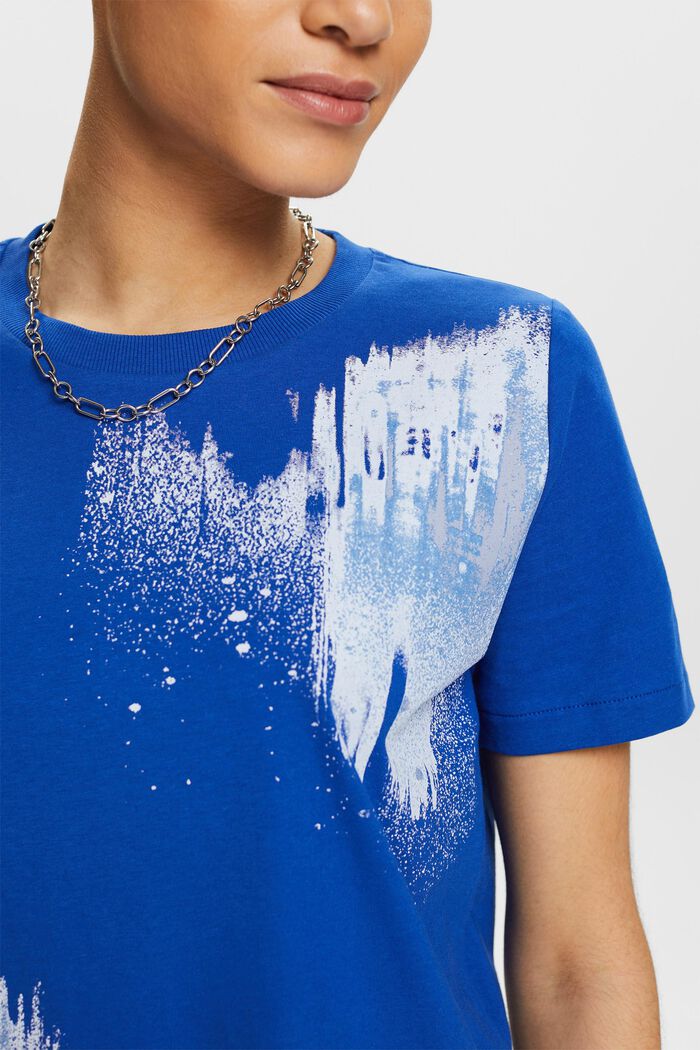 Bawełniany T-shirt z graficznym nadrukiem, BRIGHT BLUE, detail image number 3