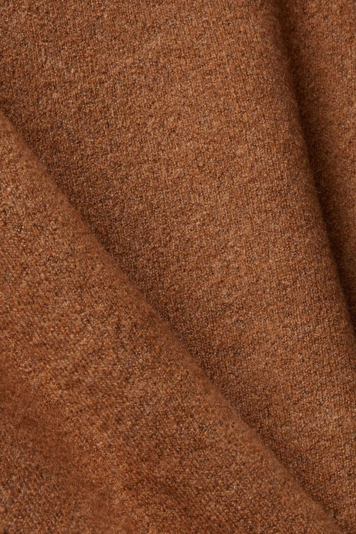 Sweter z dzianiny z mieszanki z wełną z półgolfem, TOFFEE, detail image number 4