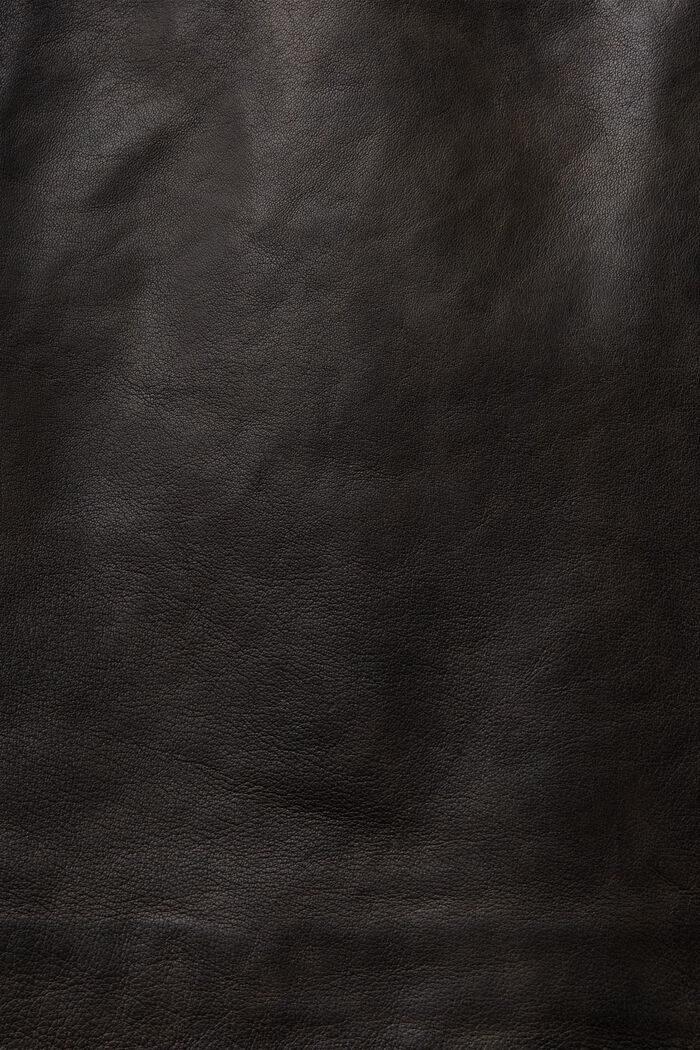 Spódniczka mini ze skóry z asymetrycznym zamkiem, BLACK, detail image number 6