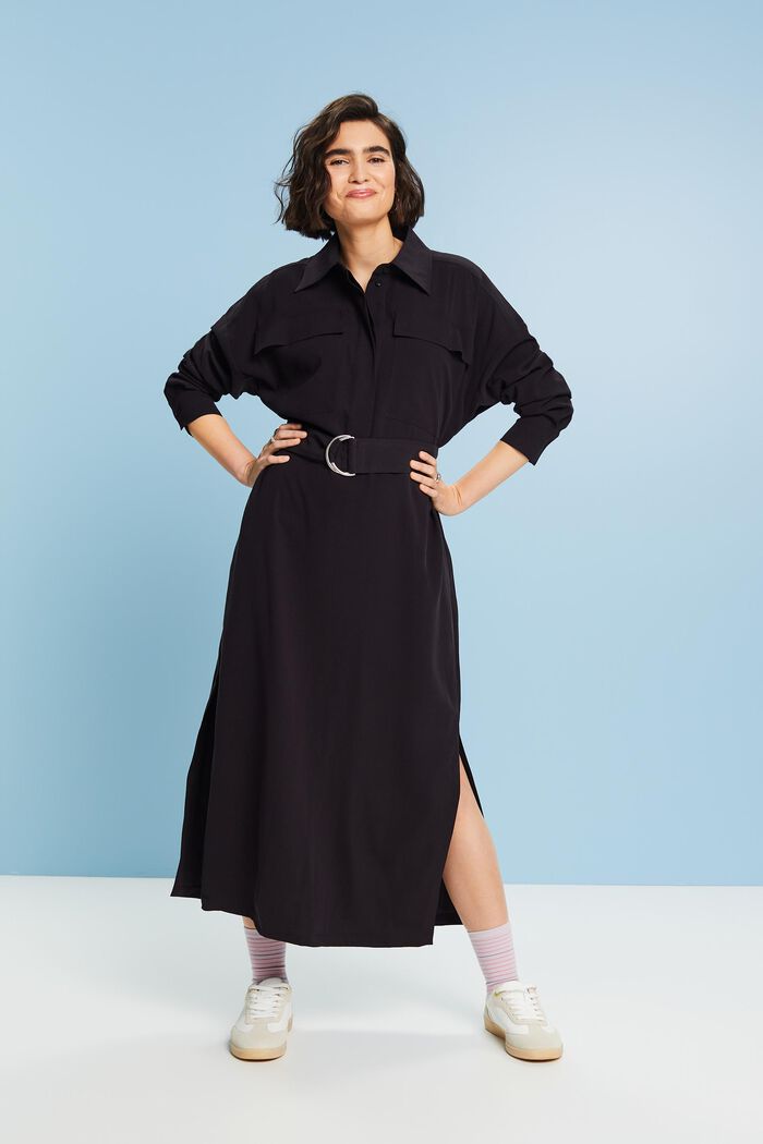 Sukienka midi w stylu utility, BLACK, detail image number 0