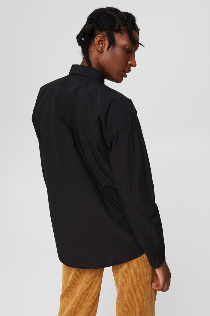 Oversizowa bluzka koszulowa ze 100% bawełny organicznej, BLACK, detail image number 3