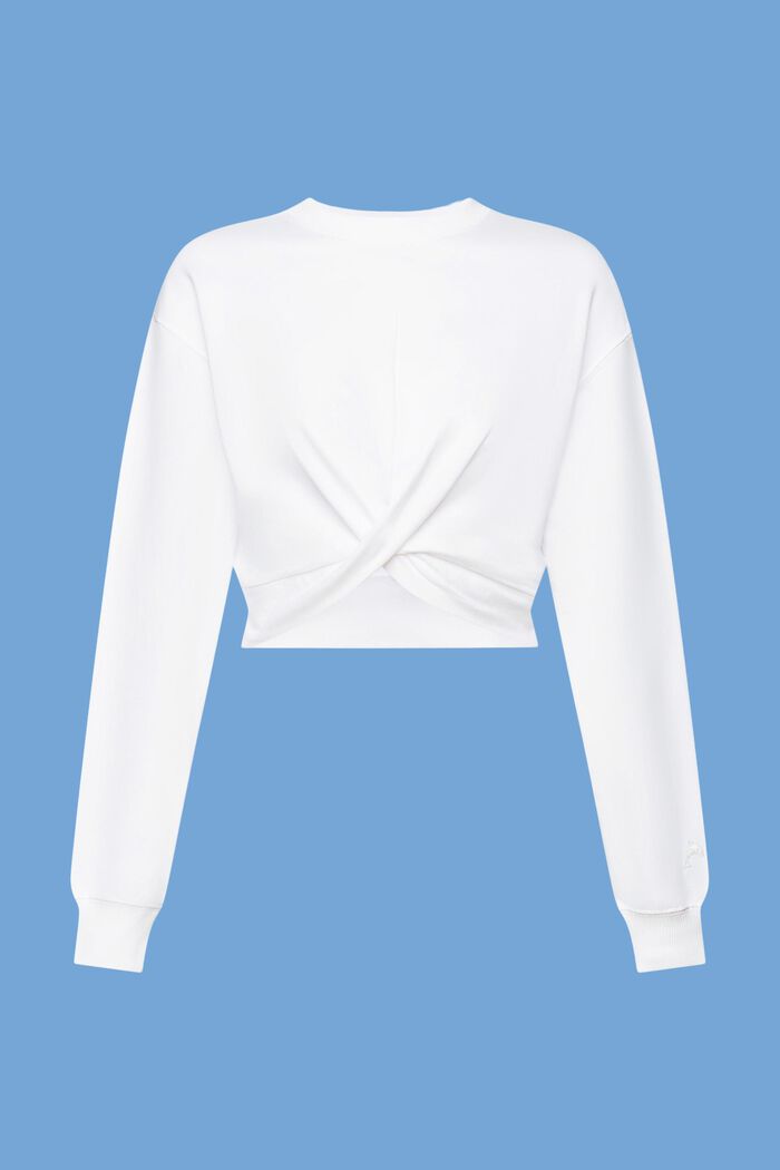 Skrócona bluza z wiązaniem, WHITE, detail image number 7