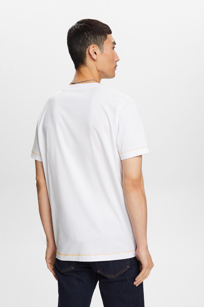 T-shirt z okrągłym dekoltem, 100% bawełny, WHITE, detail image number 3