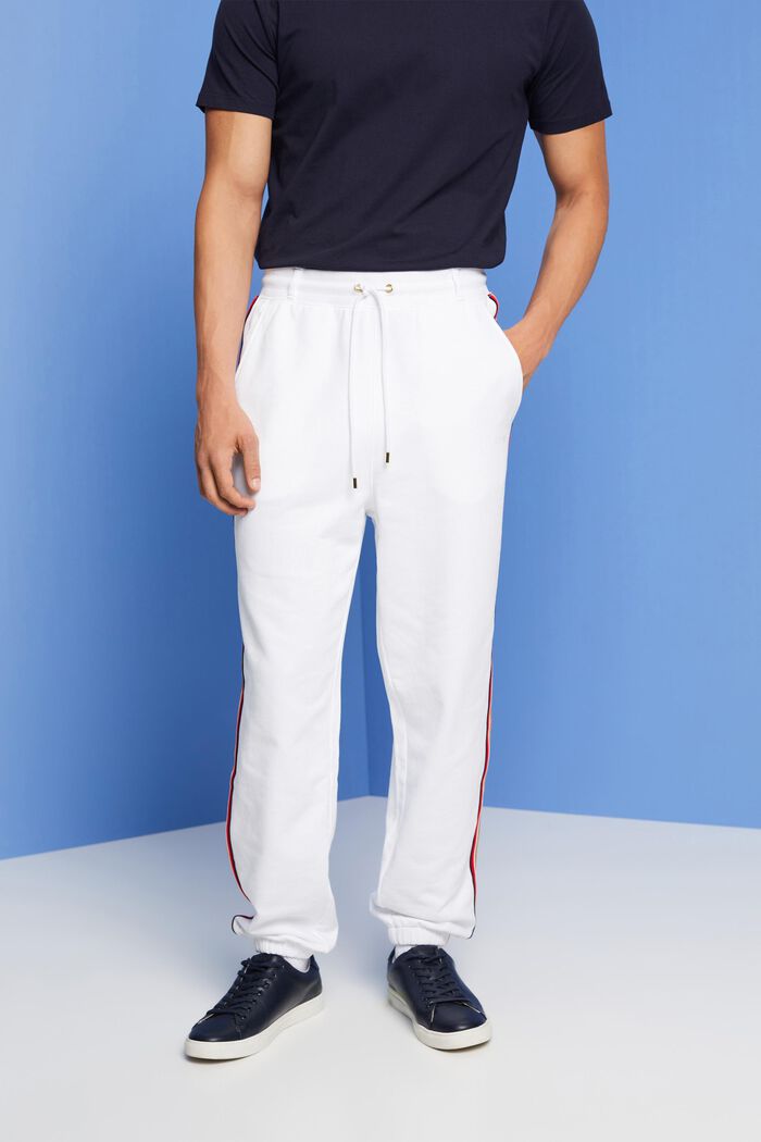 Bawełniane spodnie dresowe w paski, WHITE, detail image number 0