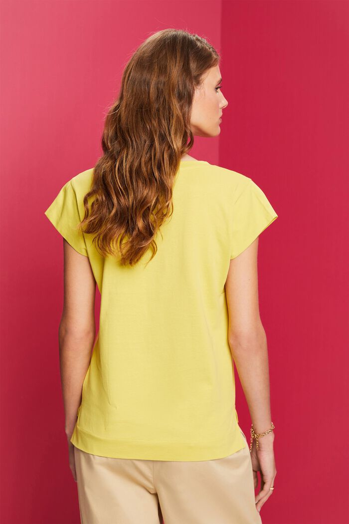 T-shirt z nadrukiem pod kolor materiału, 100% bawełny, DUSTY YELLOW, detail image number 3