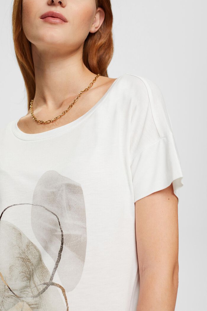 T-shirt z metalicznym nadrukiem, LENZING™ ECOVERO™, OFF WHITE, detail image number 0