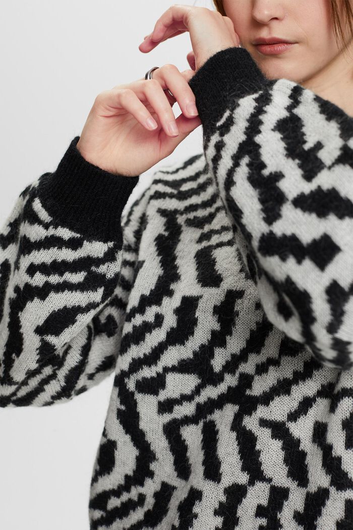 Sweter z mieszanki wełny i moheru, BLACK, detail image number 2