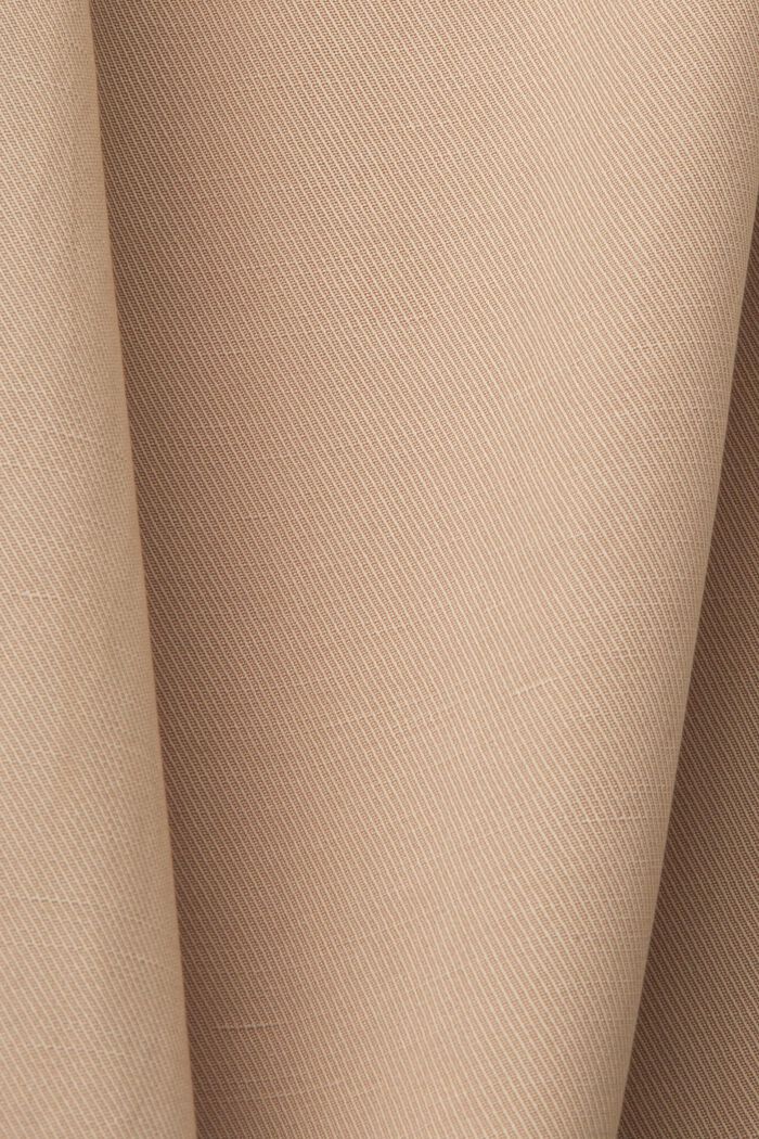 Spodnie z wysokim stanem, paskiem i szeroką nogawką wykonane z mieszanki z lnem, TAUPE, detail image number 5