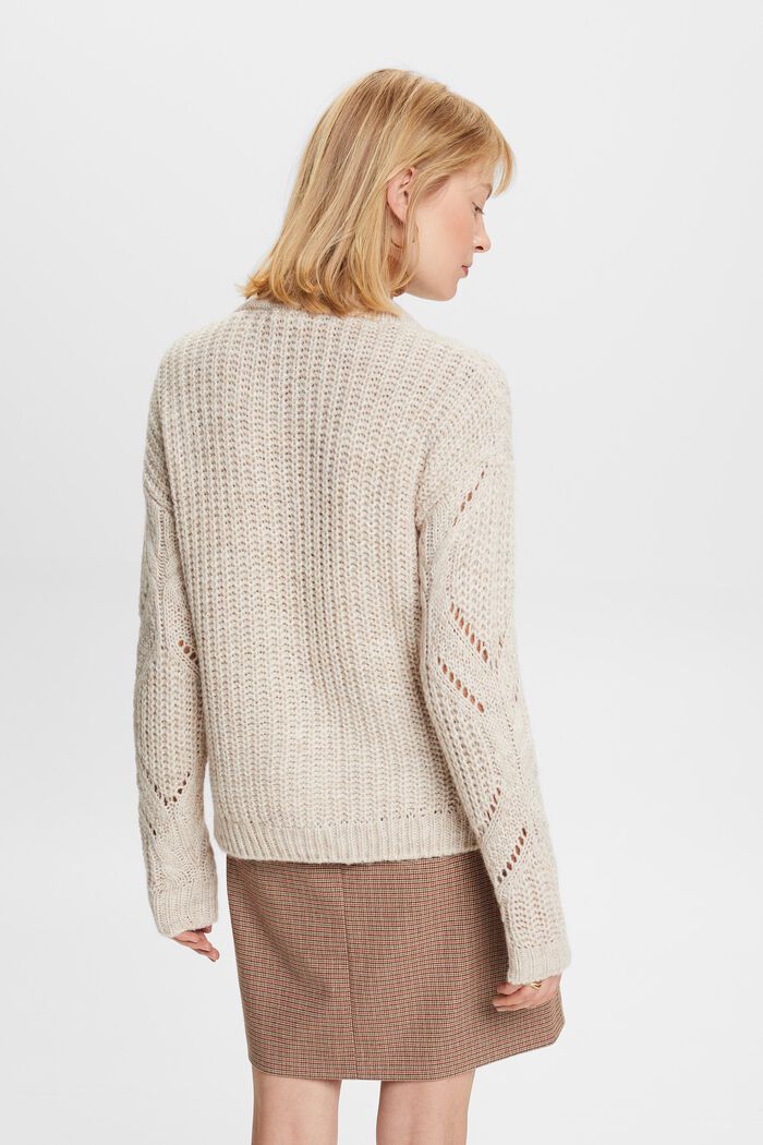 Sweter o luźnym splocie z mieszanki z wełną, DUSTY NUDE, detail image number 4