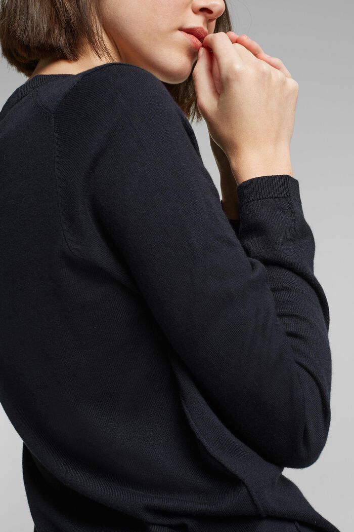 Sweter basic z mieszanki z bawełną ekologiczną, BLACK, detail image number 0