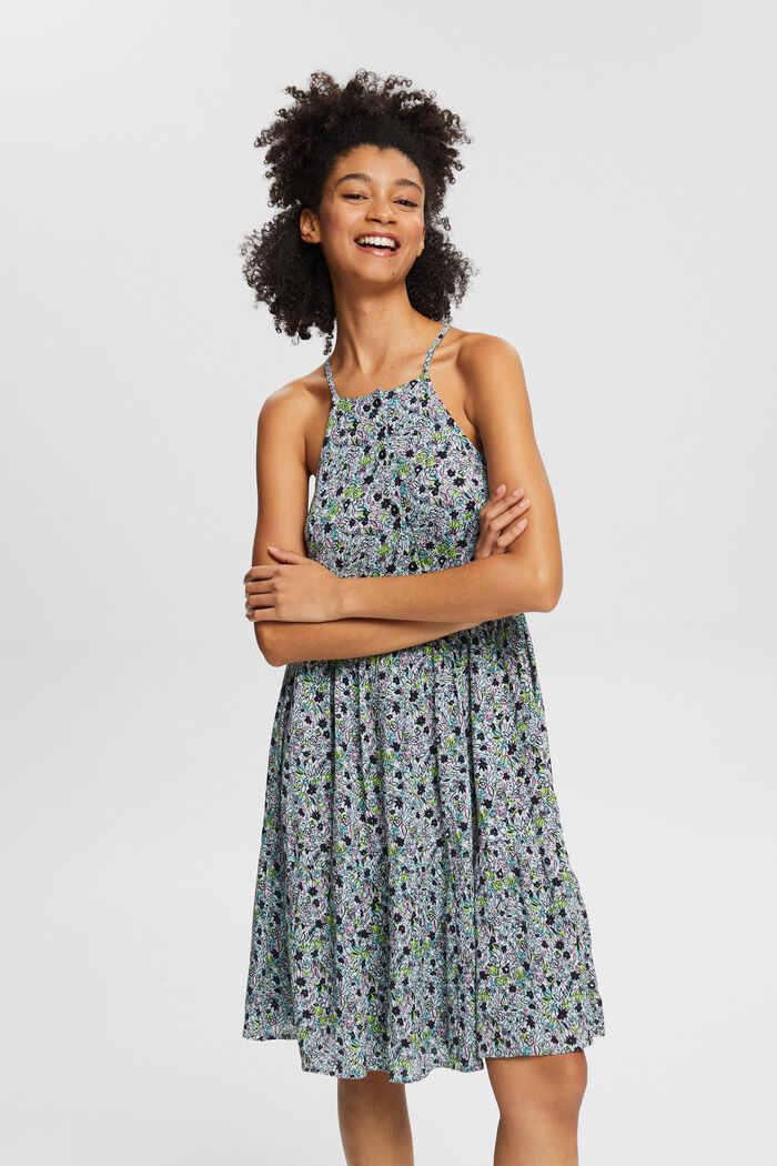 Sukienka z kwiatowym wzorem, LENZING™ ECOVERO™, AQUA GREEN, detail image number 0