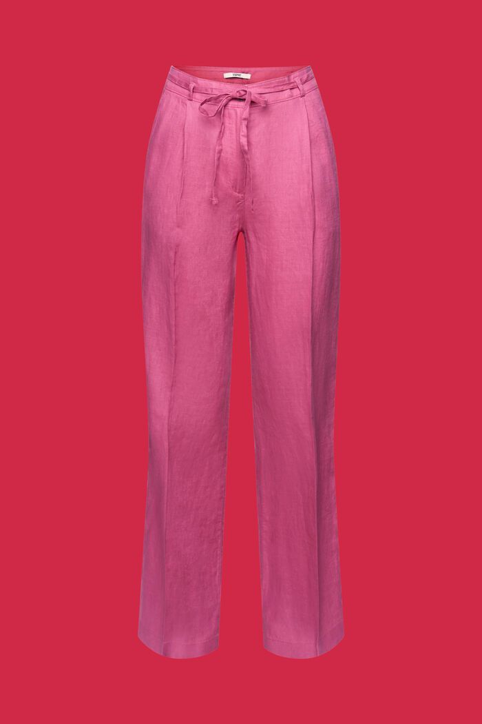 Spodnie z lnu z szerokimi nogawkami, VIOLET, detail image number 6