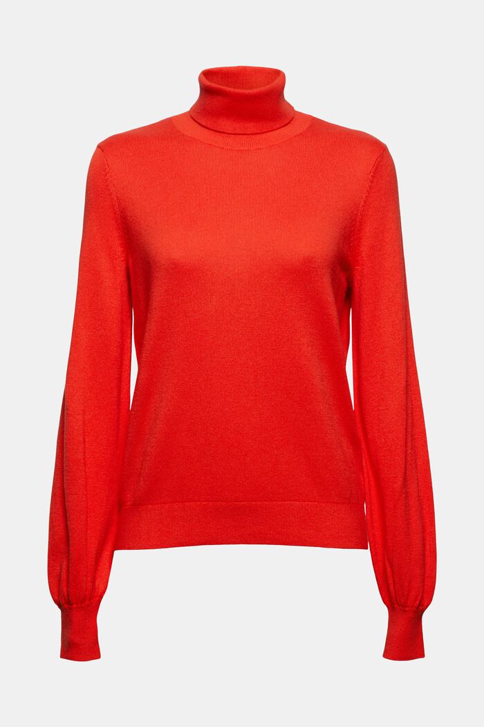 Z kaszmirem: sweter z golfem, bawełna ekologiczna, ORANGE RED, detail image number 0