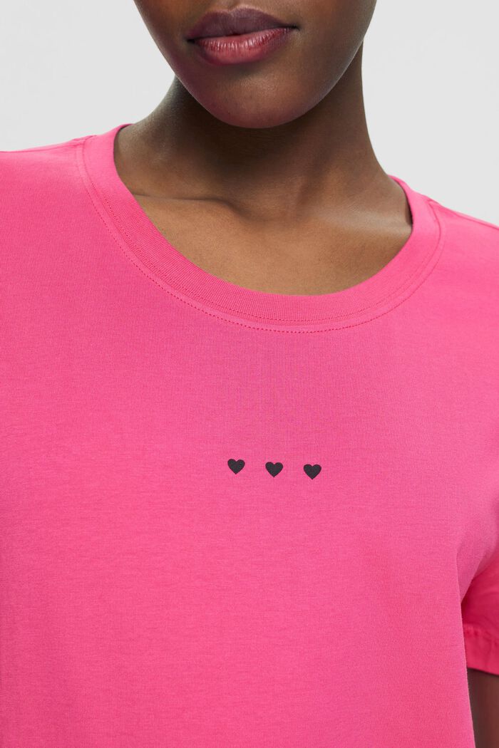 T-shirt z nadrukiem serca, PINK FUCHSIA, detail image number 2