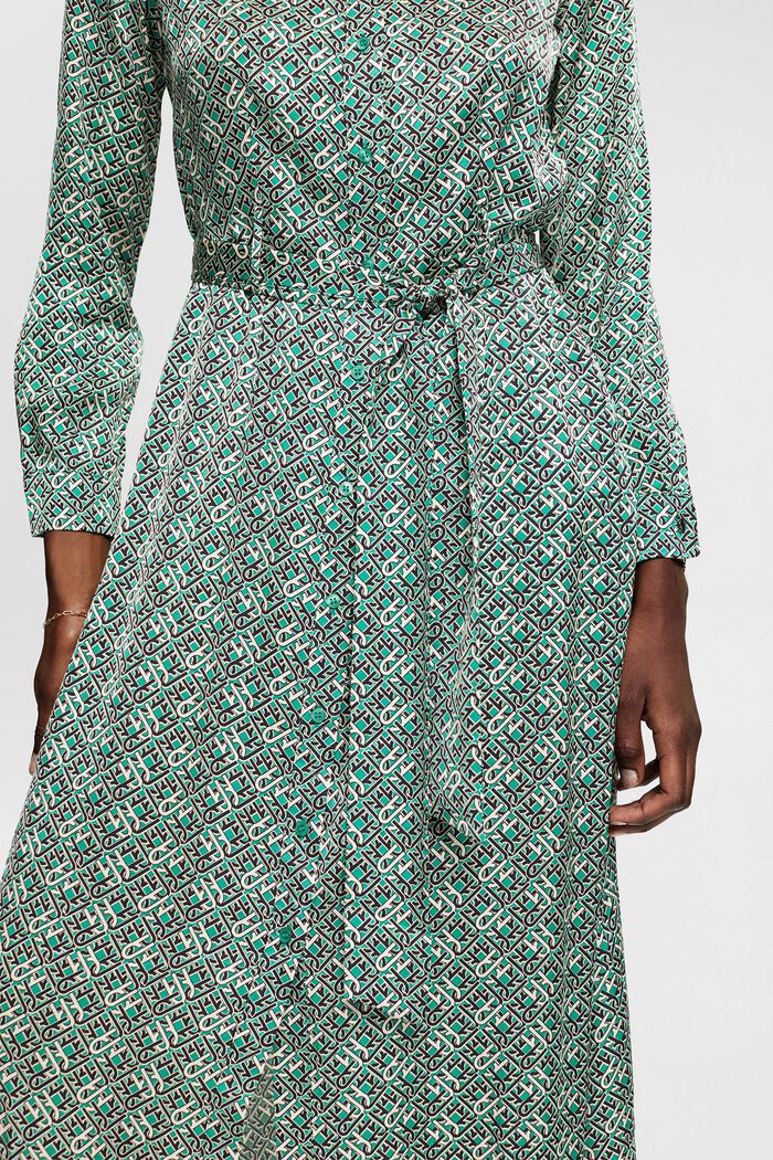 Wzorzysta sukienka o satynowym wyglądzie, EMERALD GREEN, detail image number 0
