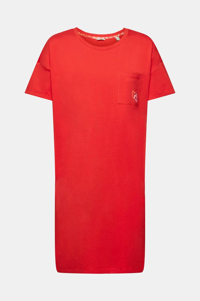 Koszula nocna z kieszenią na piersi, RED, detail image number 5