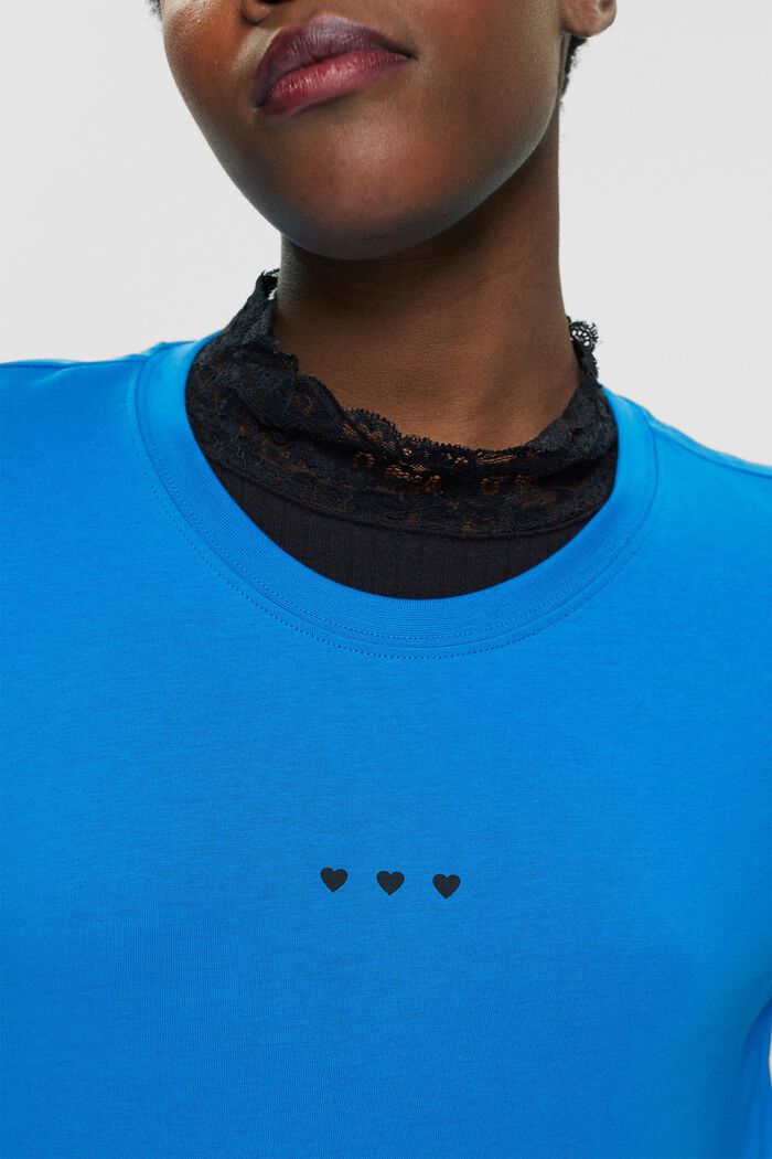 T-shirt z nadrukiem serca, BLUE, detail image number 2