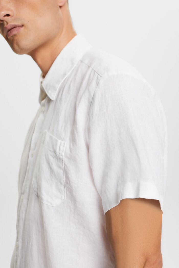 Lniana koszula z krótkim rękawem, WHITE, detail image number 2