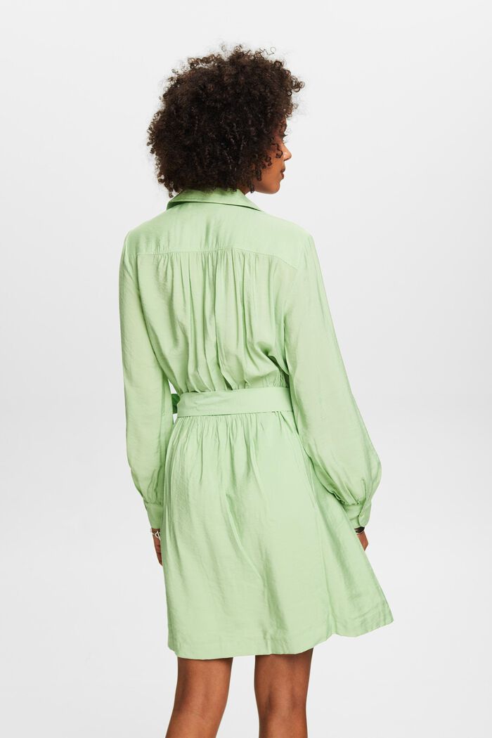 Kopertowa sukienka mini z marszczeniami, LIGHT GREEN, detail image number 3
