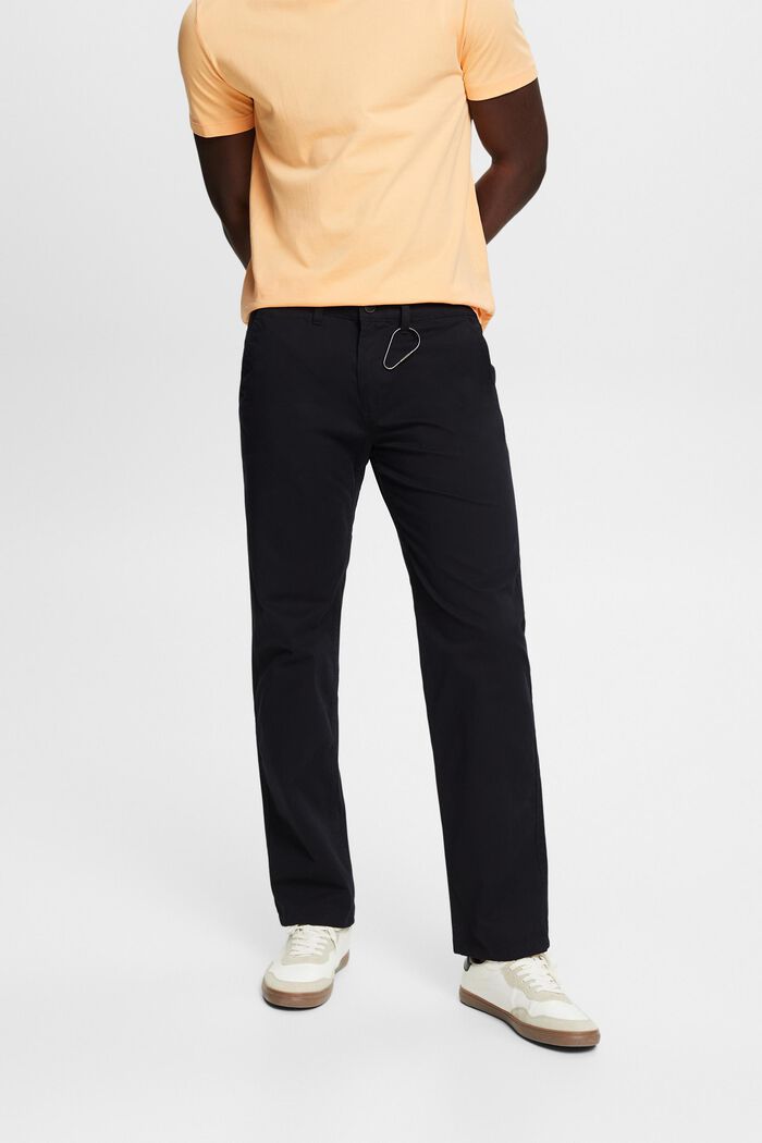 Proste spodnie chino z bawełny organicznej, BLACK, detail image number 0
