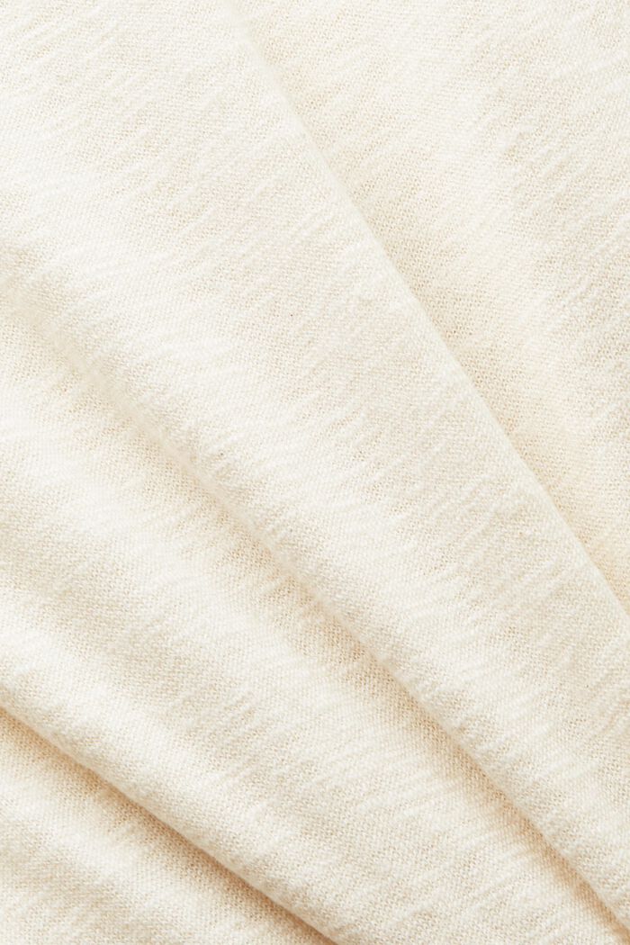 Sweter z okrągłym dekoltem z bawełny i lnu, CREAM BEIGE, detail image number 4