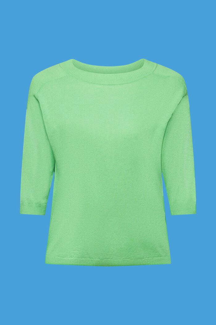 Sweter ze skróconym rękawem z lnem, GREEN, detail image number 6