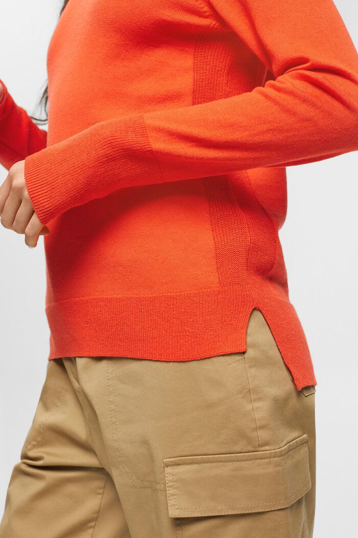 Sweter z delikatnym splotem, ORANGE RED, detail image number 2