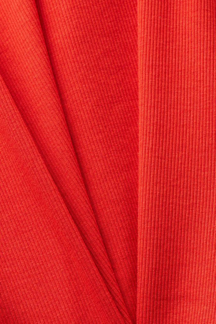 Dżersejowy top z prążkowanej dzianiny z koronką, RED, detail image number 5