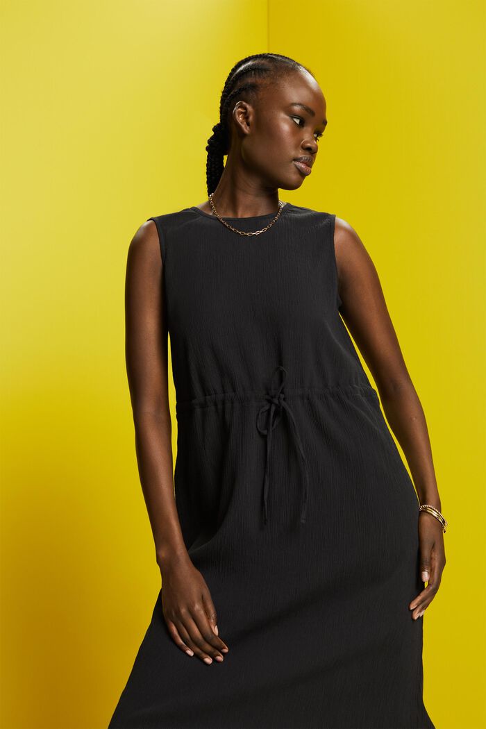 Marszczona sukienka maxi, BLACK, detail image number 0