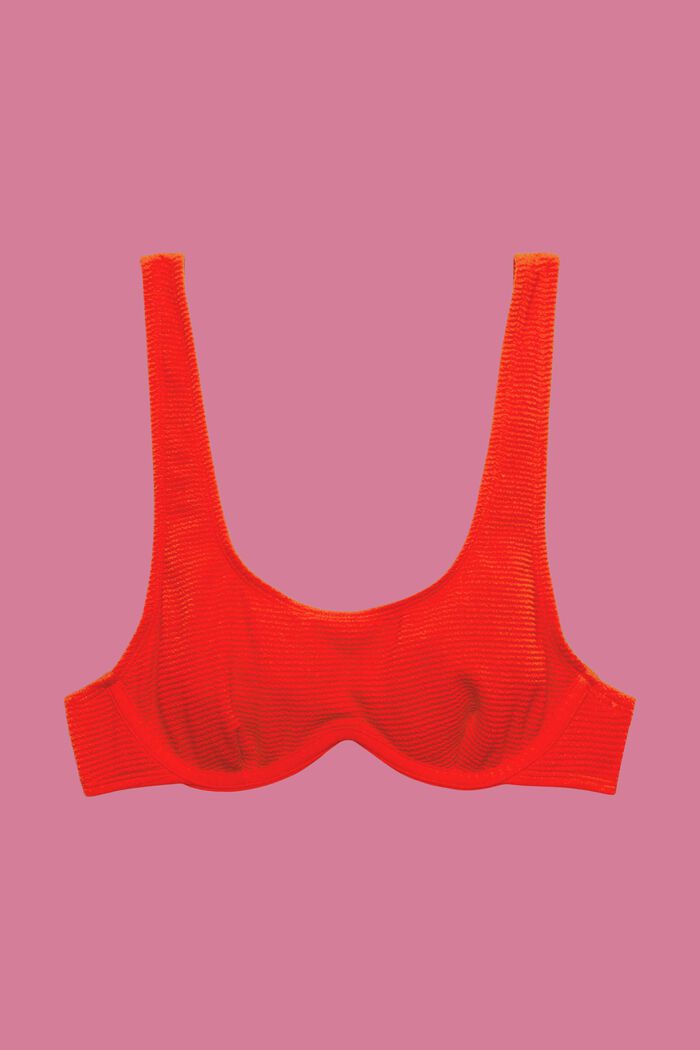 Fakturowana góra od bikini z elastycznymi fiszbinami, RED, detail image number 4