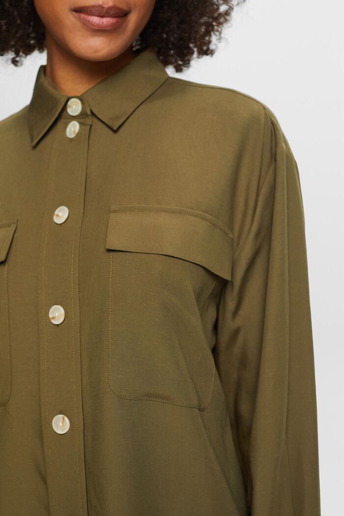 Koszula zapinana na guziki, fason oversize, KHAKI GREEN, detail image number 3