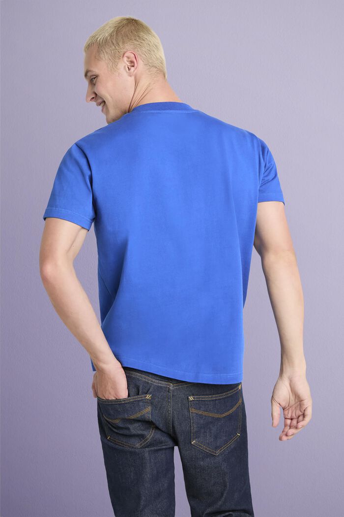 T-shirt z logo z bawełnianego dżerseju, unisex, BRIGHT BLUE, detail image number 2