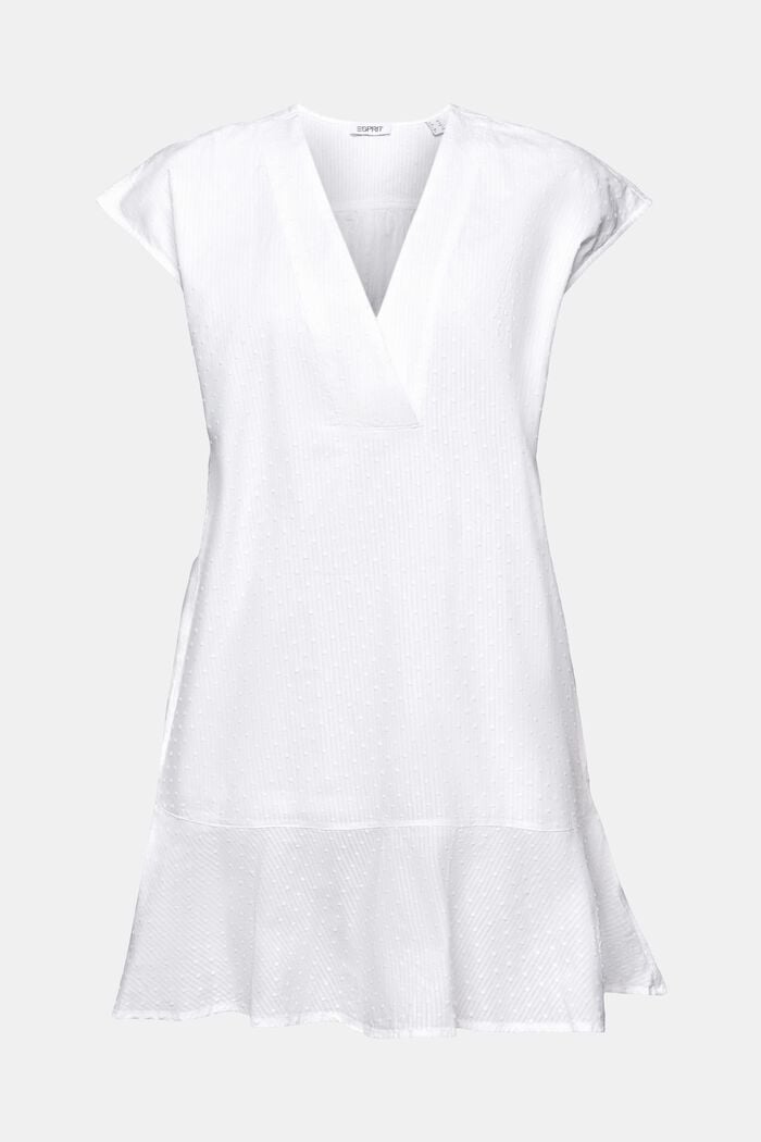 Sukienka mini bez rękawów z baskinką, WHITE, detail image number 6