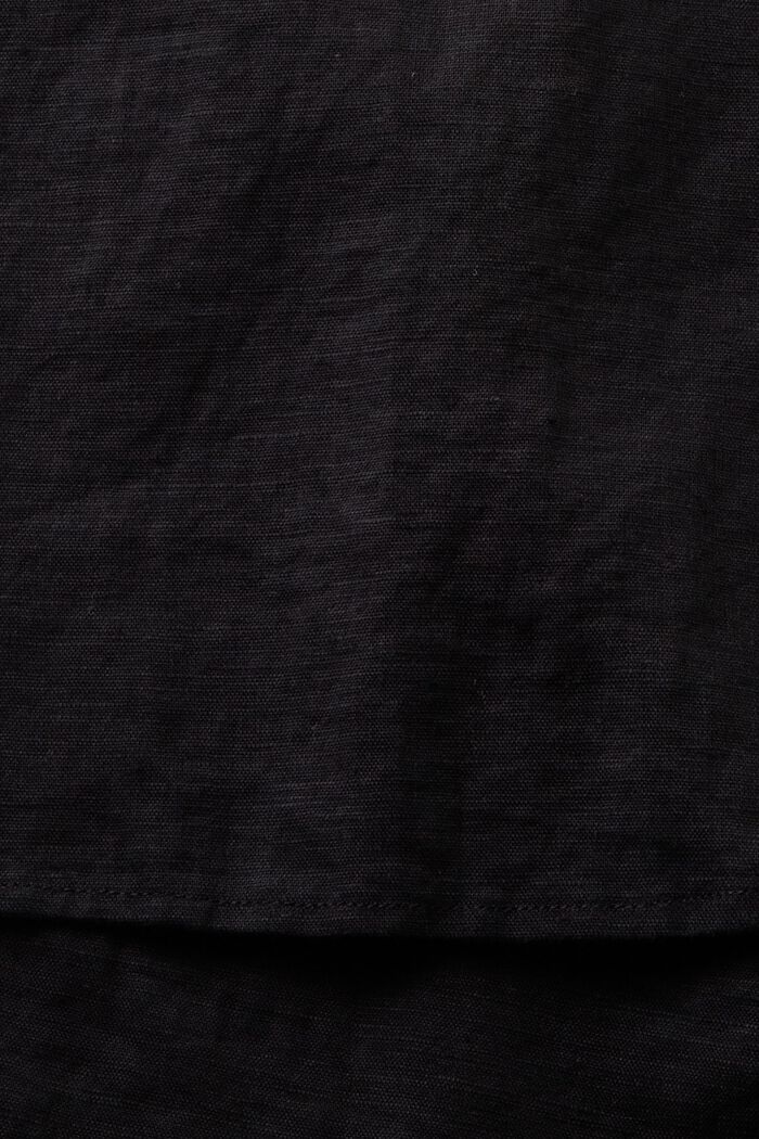 Bluzka koszulowa z lnu i bawełny, BLACK, detail image number 5