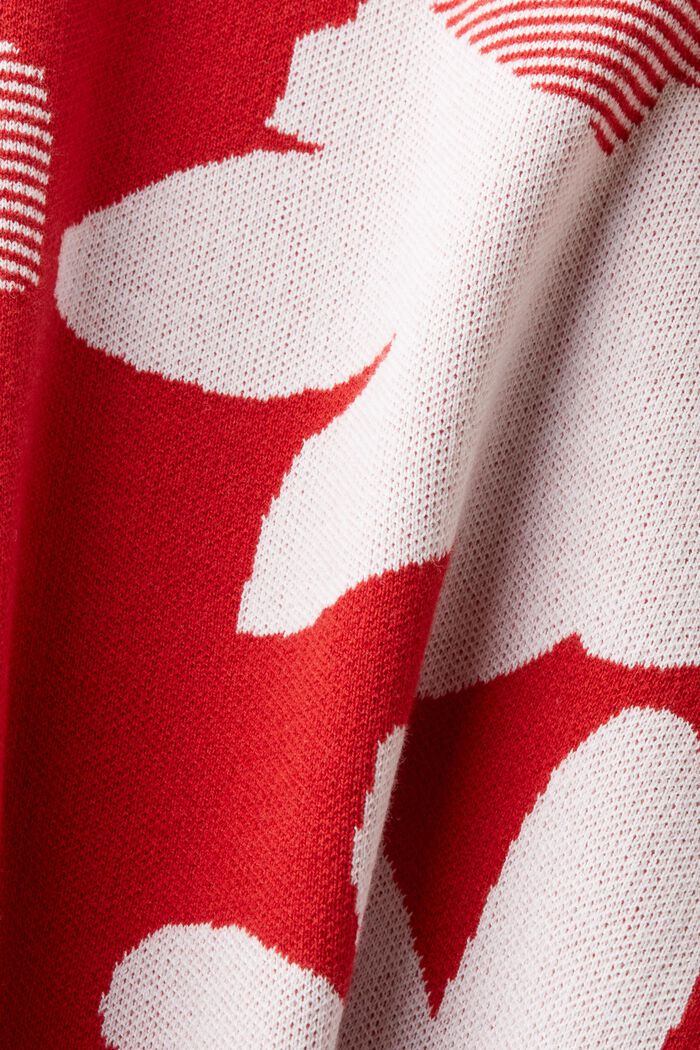 Żakardowy sweter z bawełny, DARK RED, detail image number 5