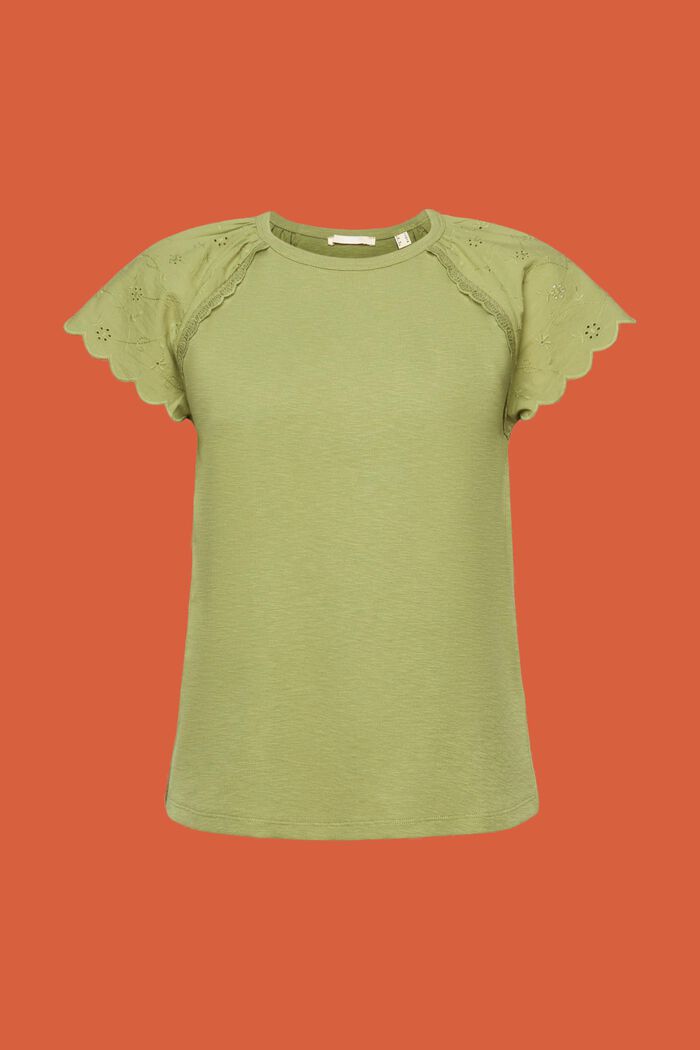 T-shirt z ażurowymi rękawami, PISTACHIO GREEN, detail image number 6