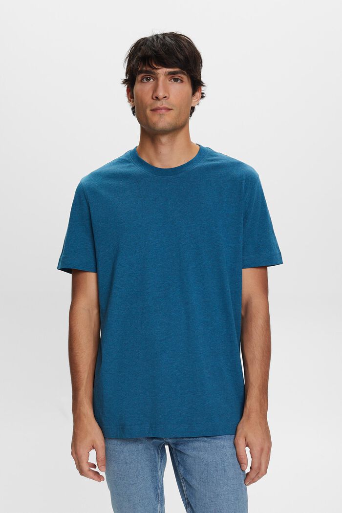T-shirt z okrągłym dekoltem, 100% bawełny, GREY BLUE, detail image number 0