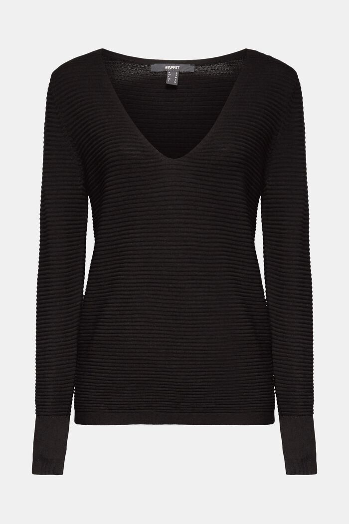 Z Lyocellem TENCELEM™: prążkowany sweter, BLACK, detail image number 0