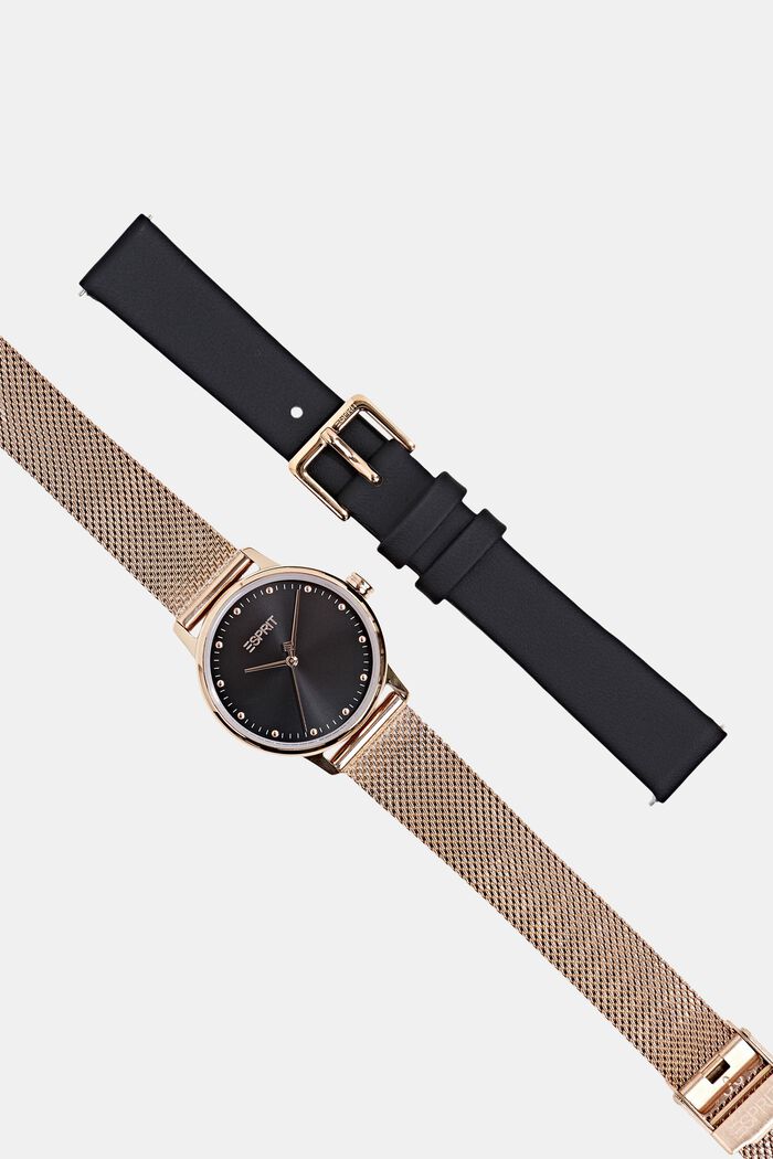 Zestaw: zegarek i bransoletki do wymiany, ROSE GOLD, overview