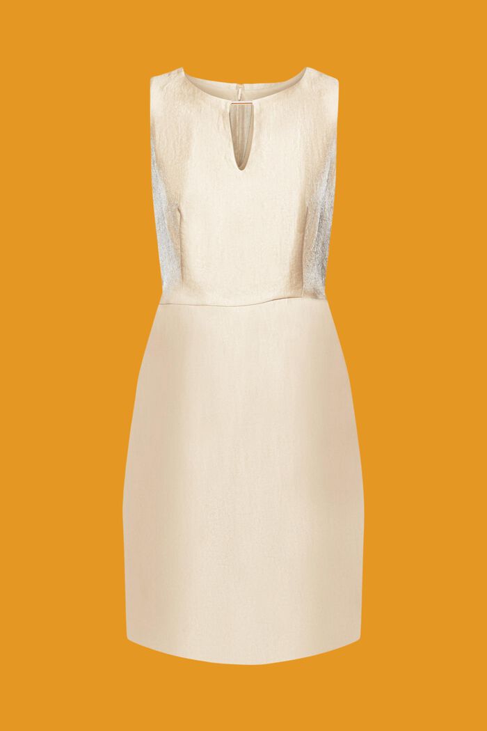 Sukienka mini z metalicznego twillu, CREAM BEIGE, detail image number 6
