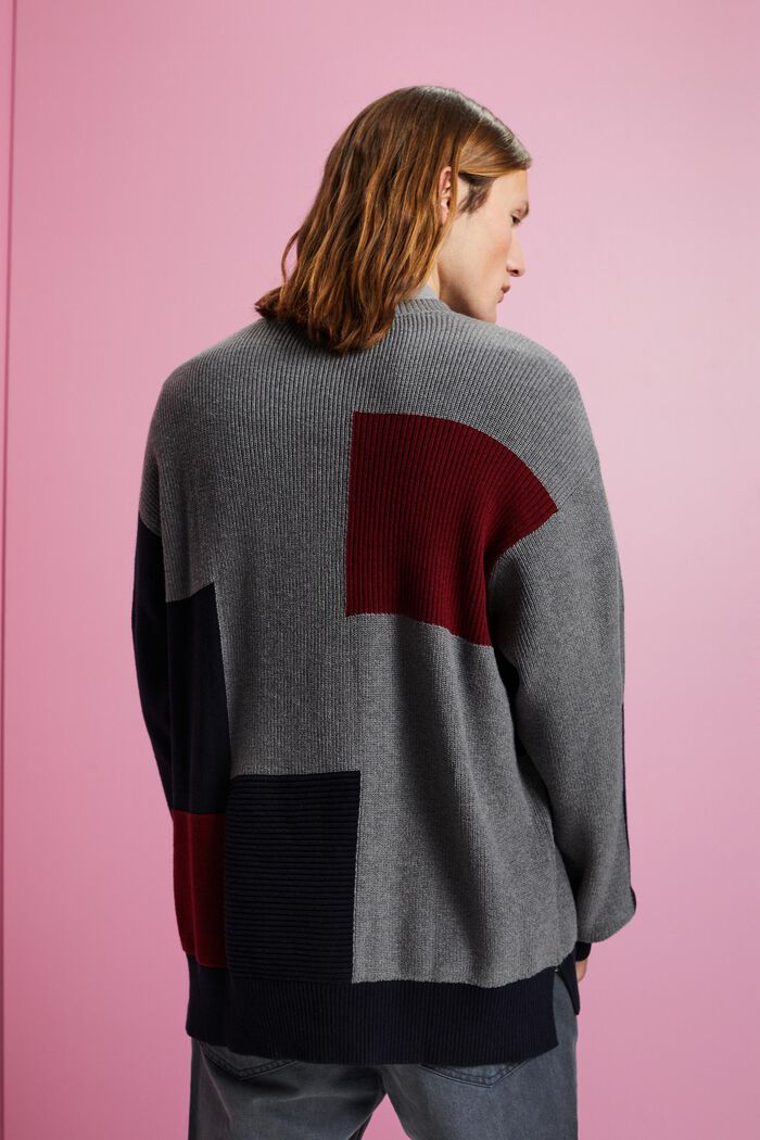 Sweter z okrągłym dekoltem w kolorowe pasy, LIGHT GREY, detail image number 3