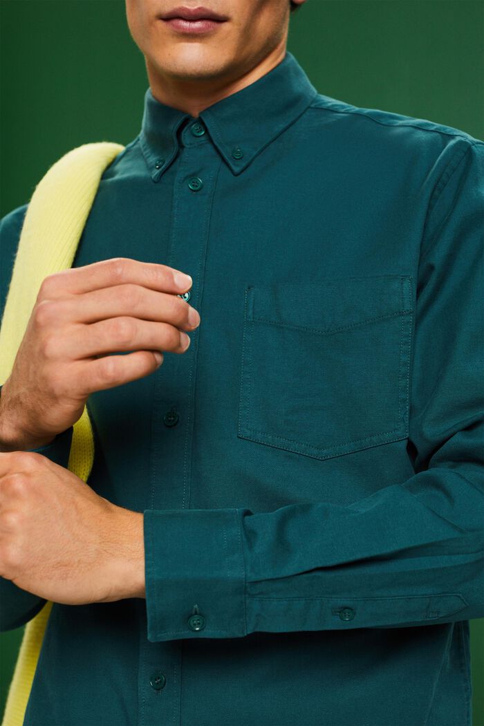 Koszula z diagonalu, fason regular fit, EMERALD GREEN, detail image number 3