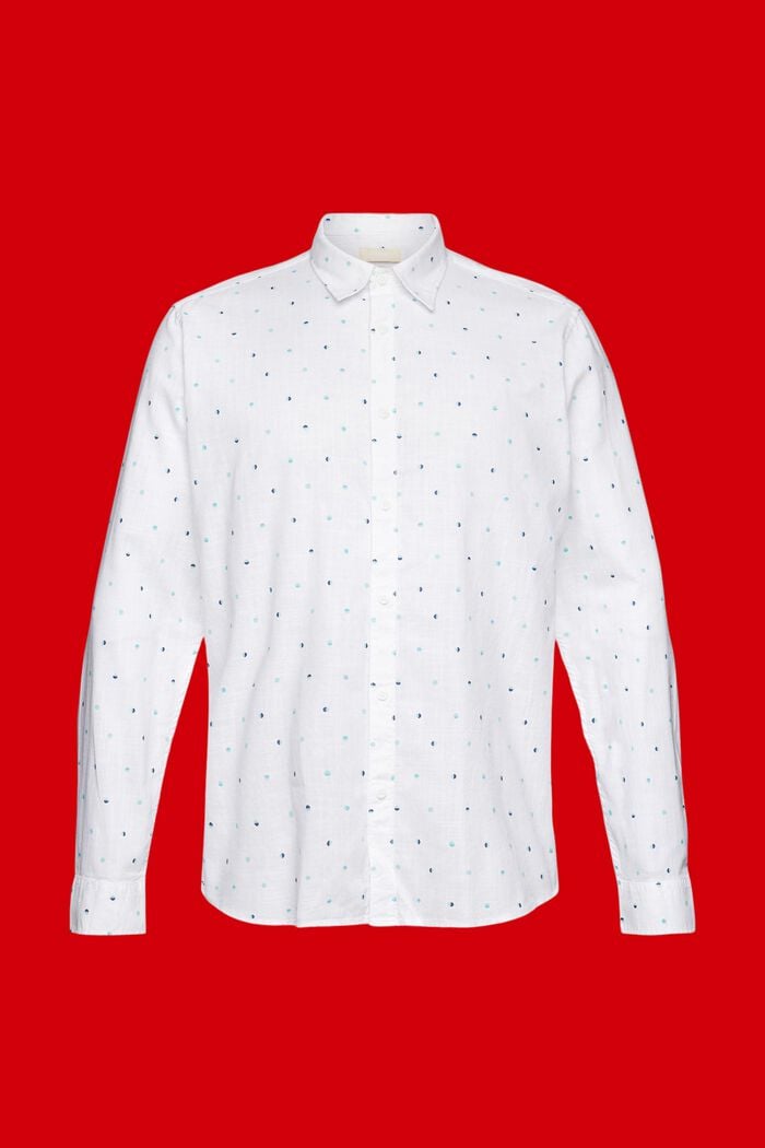 Koszula z węzełkowej bawełny we wzór w księżycowe kropki, WHITE, detail image number 5