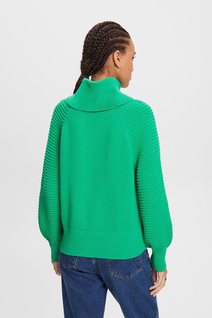 Sweter z półgolfem z bawełny, GREEN, detail image number 3