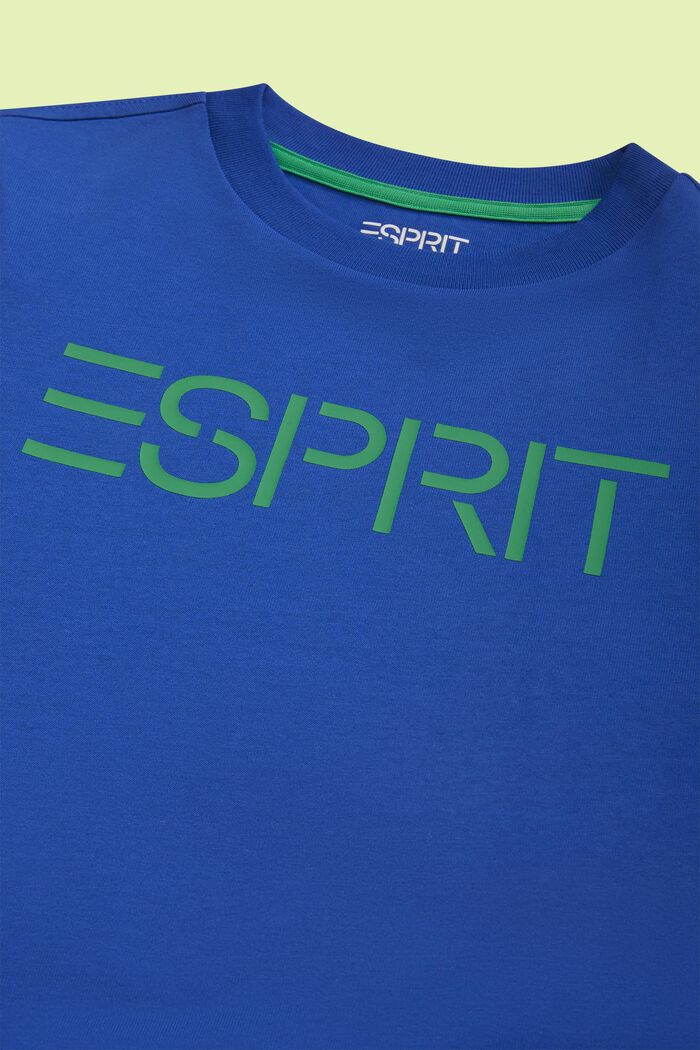 T-shirt z logo z bawełny organicznej, BRIGHT BLUE, detail image number 2