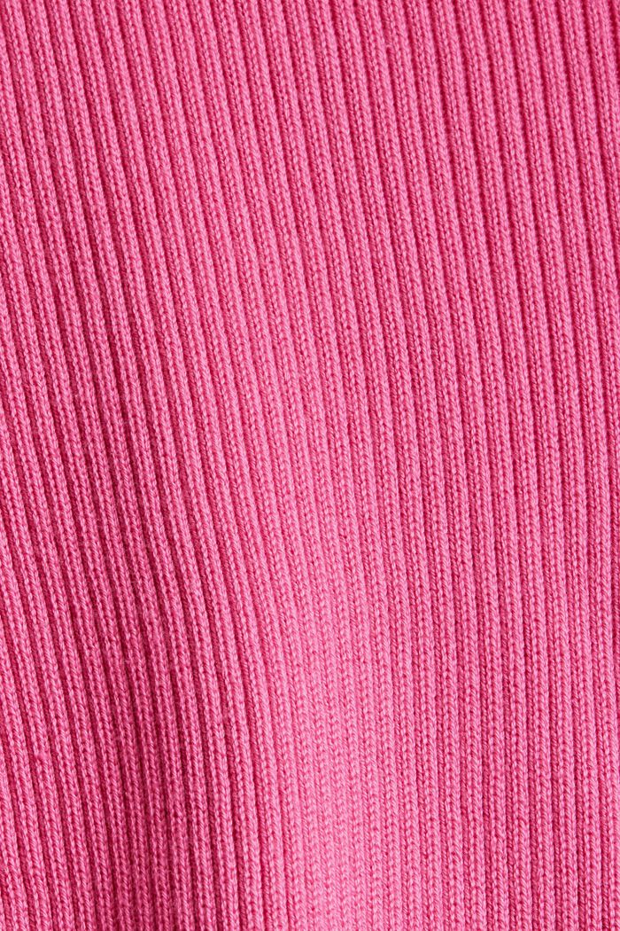 Prążkowany sweter z krótkim rękawem, bawełna organiczna, PINK, detail image number 4