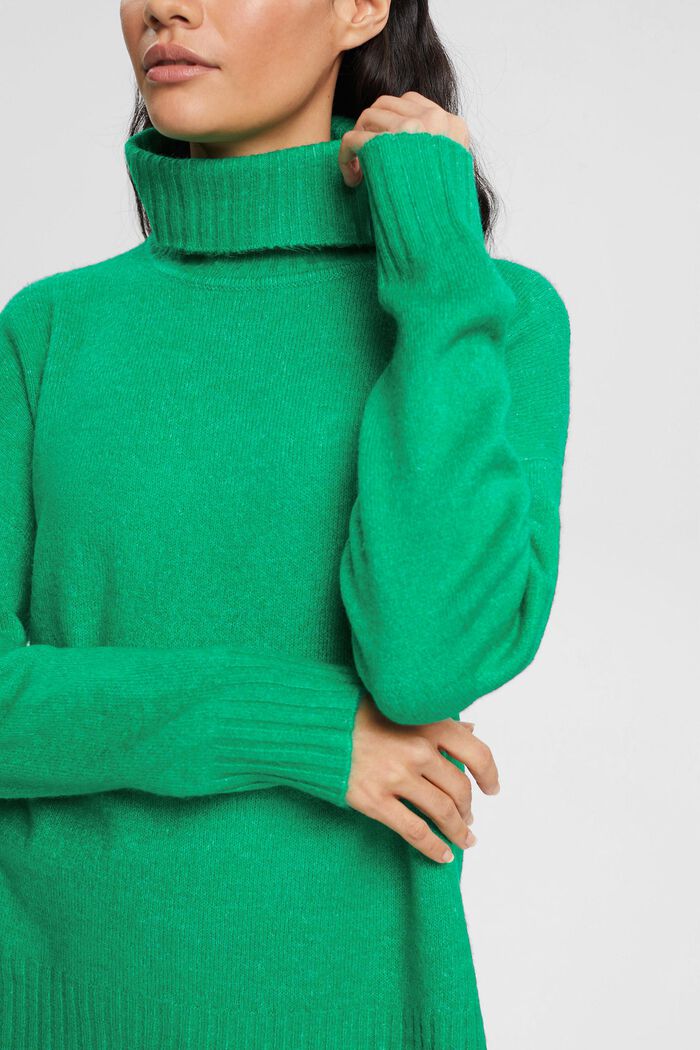 Dzianinowy sweter z golfem, LIGHT GREEN, detail image number 0