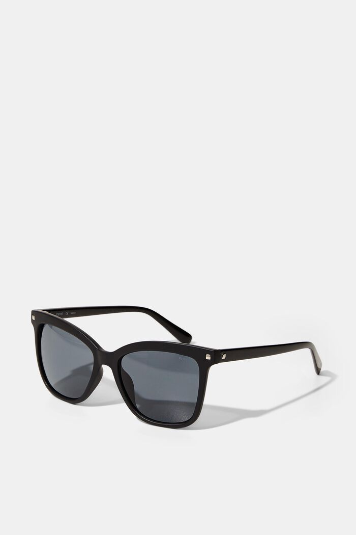 Prostokątne okulary przeciwsłoneczne z nitami, BLACK, overview