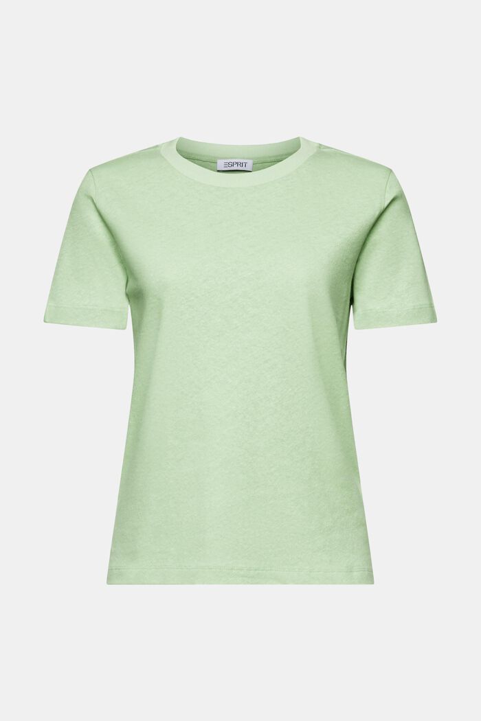 T-shirt z bawełny i lnu, LIGHT GREEN, detail image number 7